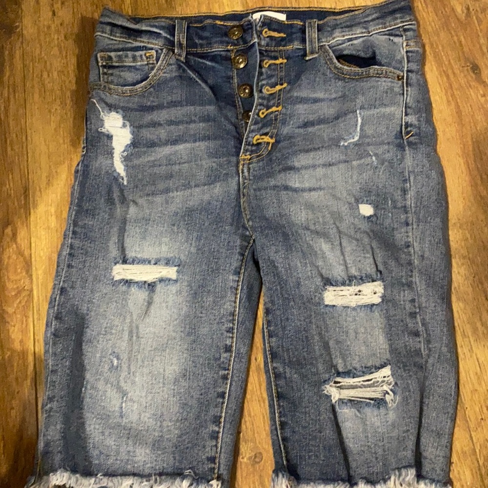 Jean biker shorts